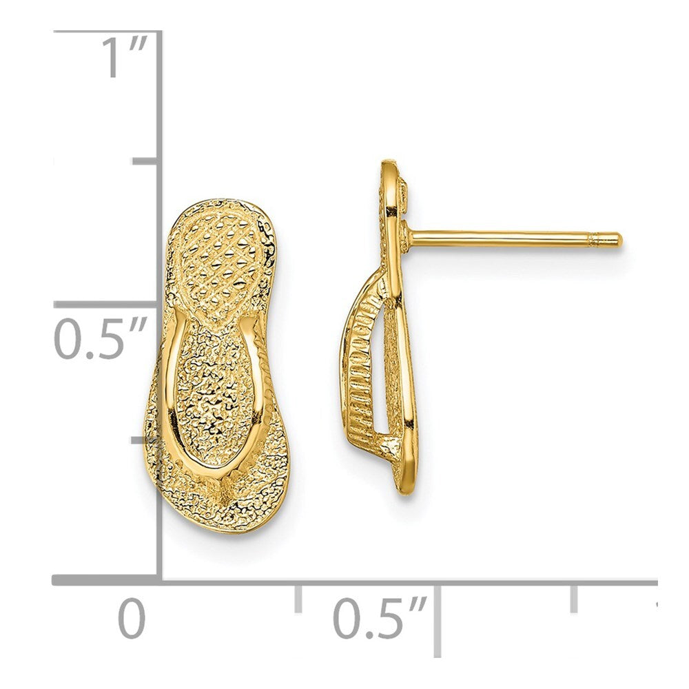 14k Yellow Gold Large Flip-Flop Stud Earrings Gift for Women