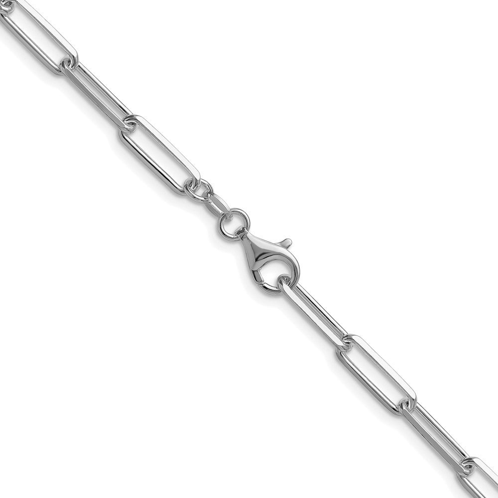 Sterling Silver Rhodium-plated 4.4mm Diamond-Cut Paperclip Chain Necklace
