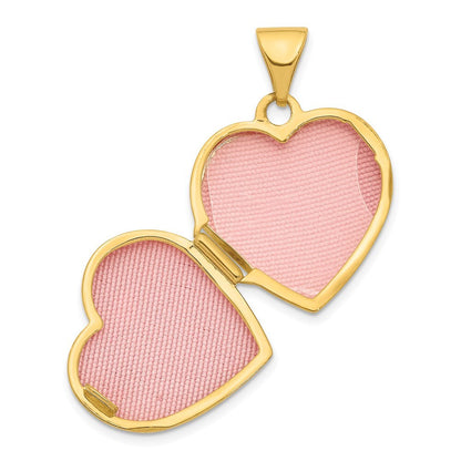 14k Yellow Gold  White Rhodium Diamond 16mm Heart Locket Pendant for Women
