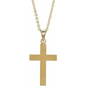 14k Yellow Gold Cross Pendant Necklace 18"