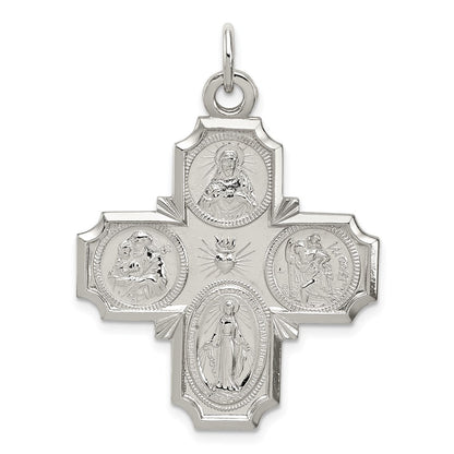 Sterling Silver 4-way Reversible Medal Pendant Holiday Gift for Women