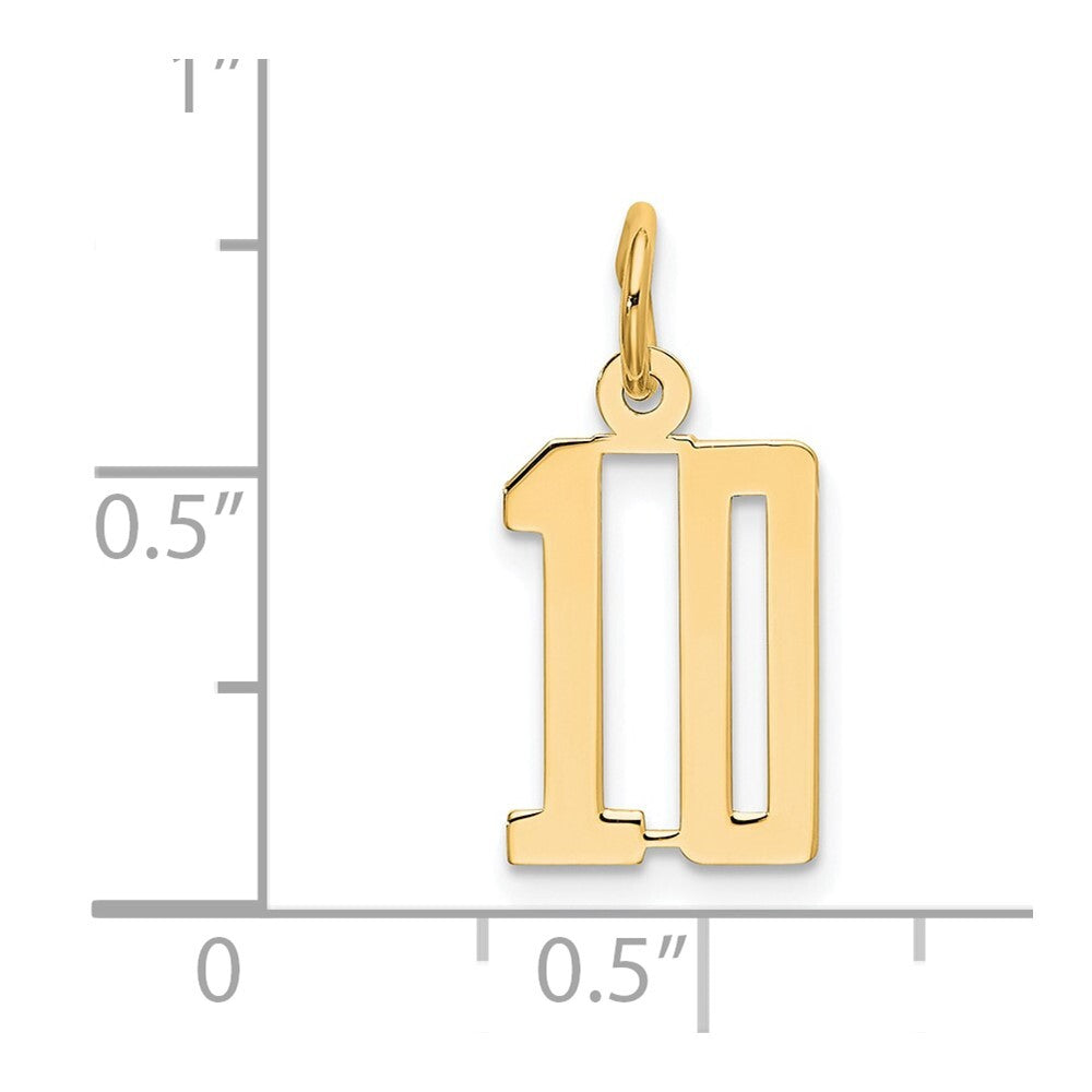 14k Yellow Gold Small Elongated Number 10 Charm Pendant for Women