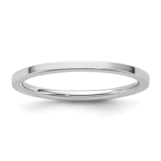 14k White Gold 1.5mm Standard Flat Comfort Fit Band Size 6