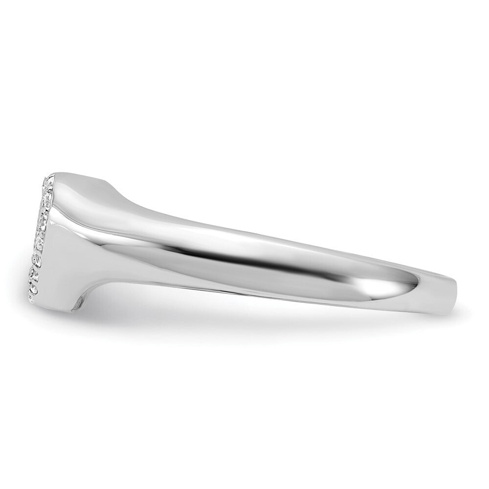 Sterling Silver Rhodium-plated Micro Pave CZ Heart Ring Size 7