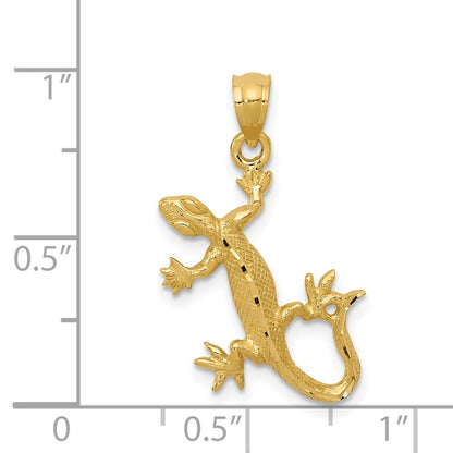 14k Yellow Gold Diamond-Cut Lizard Pendant for Women