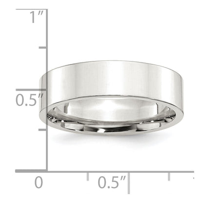 Sterling Silver 6mm Comfort Fit Flat Size 13.5 Band Ring