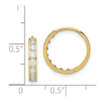 14k Yellow Gold Cubic Zirconia Hinged Hoop Earrings
