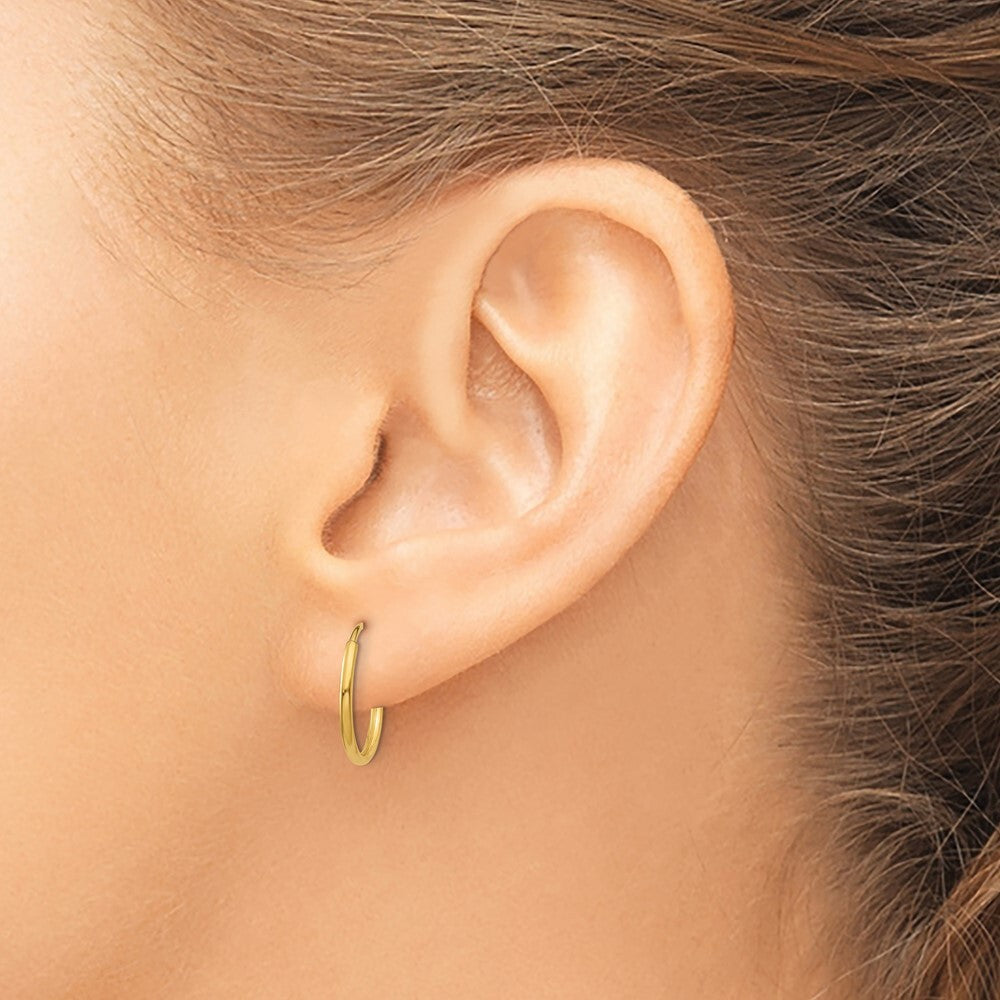 14k Yellow Gold 1.25mm Endless Hoop Earring Gift for Women
