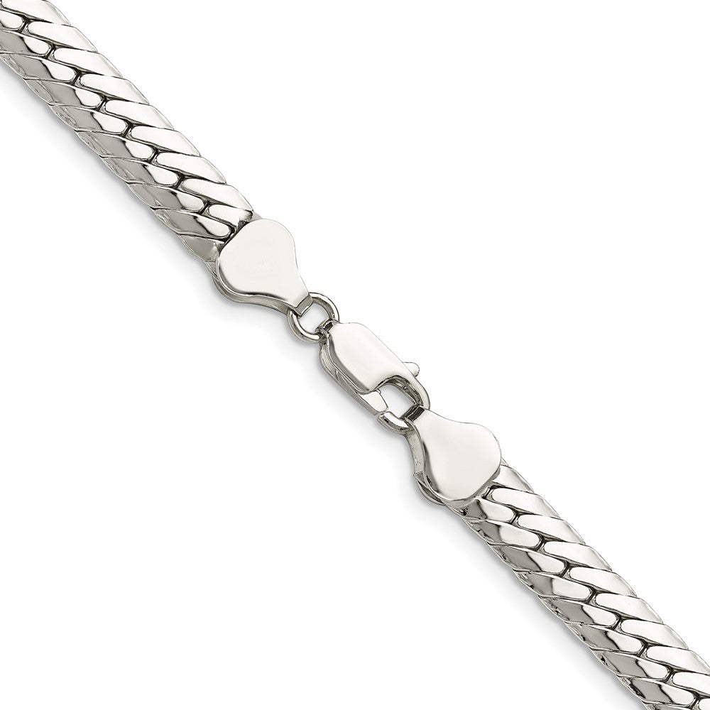 Sterling Silver Polished 6.25mm Double Oval Flat Chain Necklace
