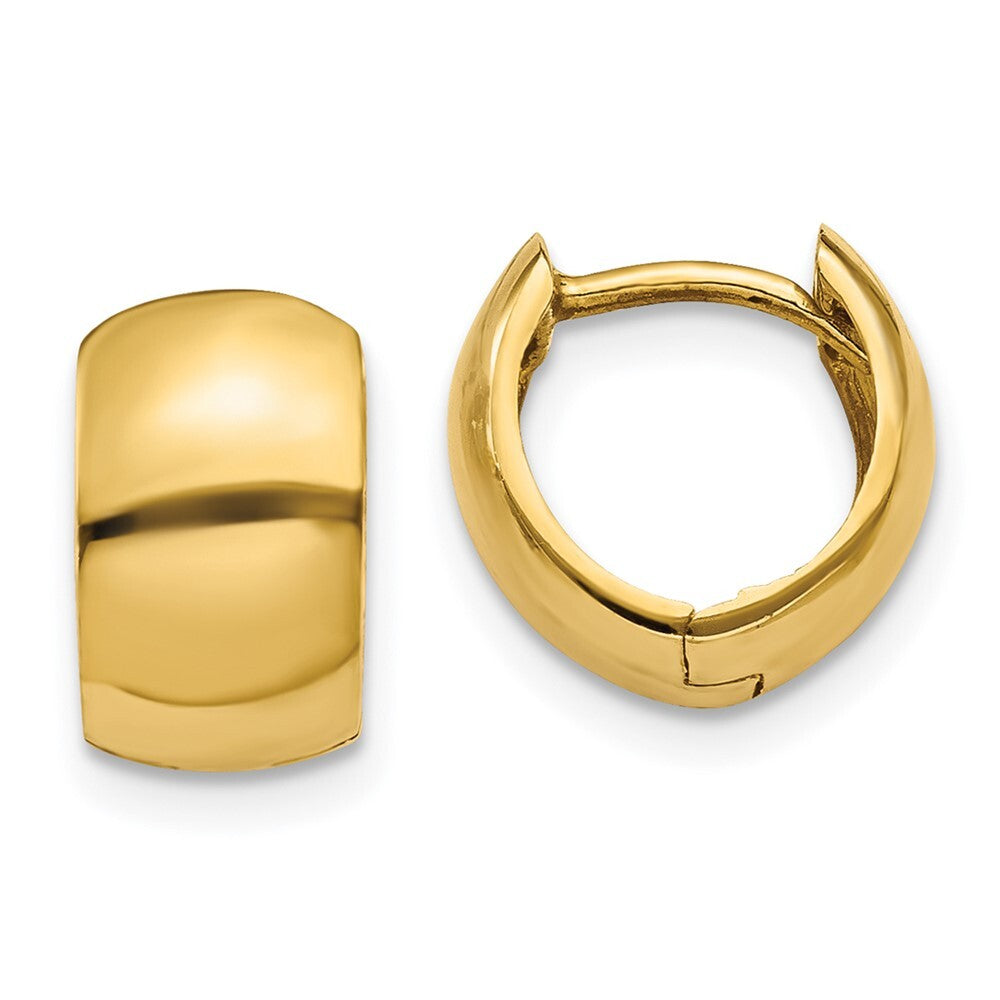 14k Yellow Gold Round Hinged Hoop Earrings Gift for Women