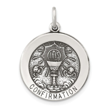 Sterling Silver Antiqued Solid Confirmation Pendant