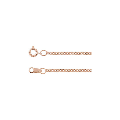 14k Rose Gold 1.5 mm Cable 16" Chain Necklace Fine Gift for Women