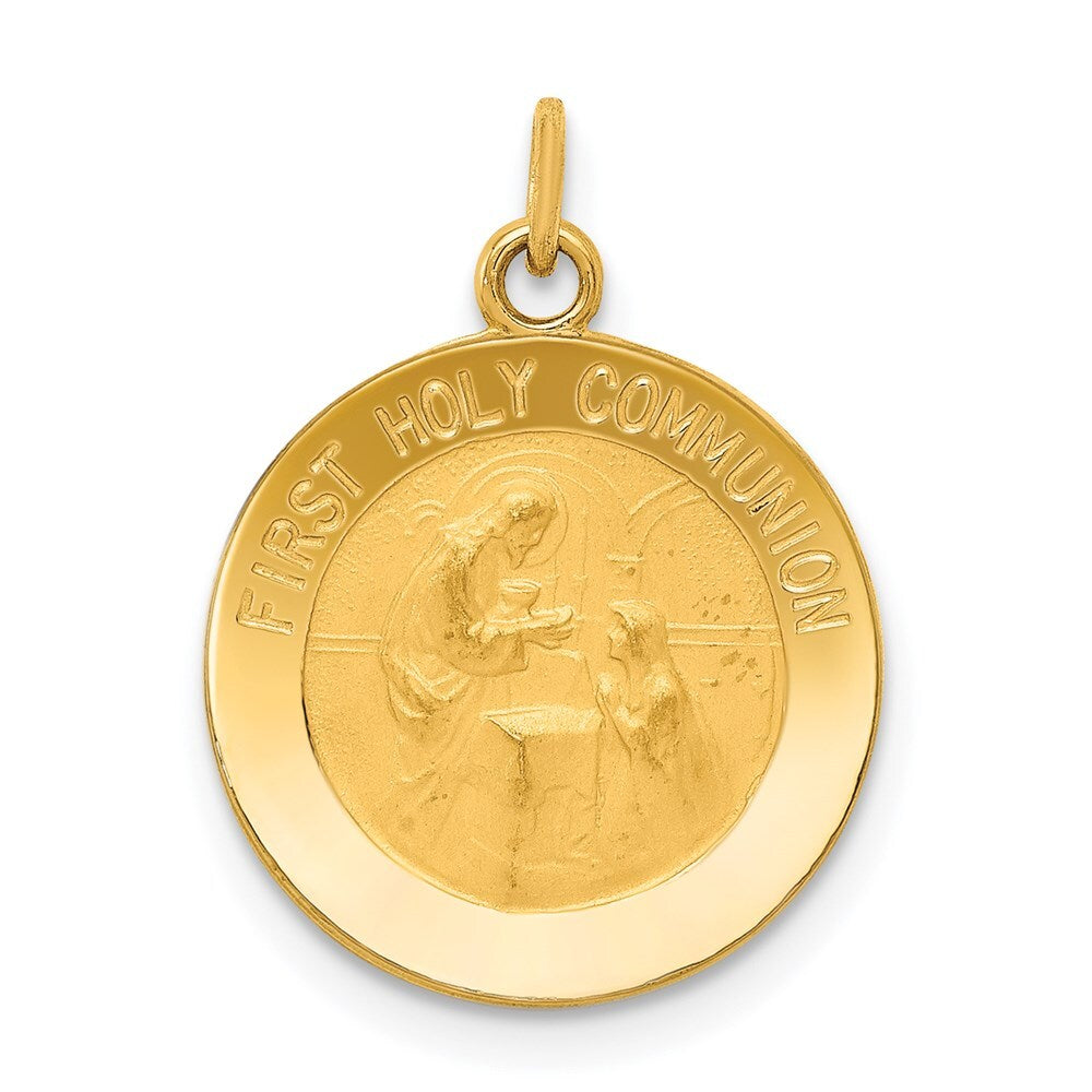 14k Yellow Gold First Holy Communion Charm Pendant for Women