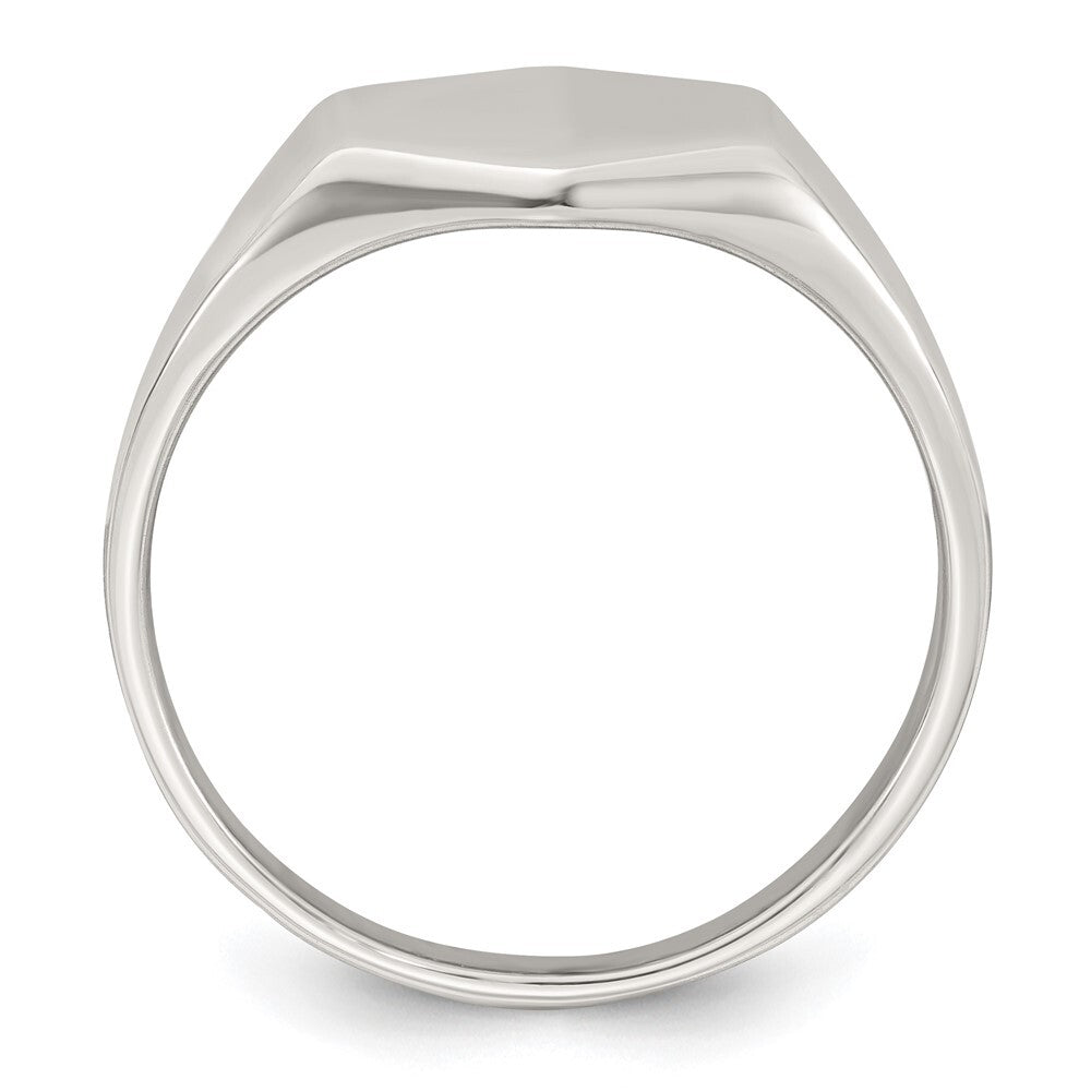 Sterling Silver Polished Hexagon Men's Signet Ring Size 9