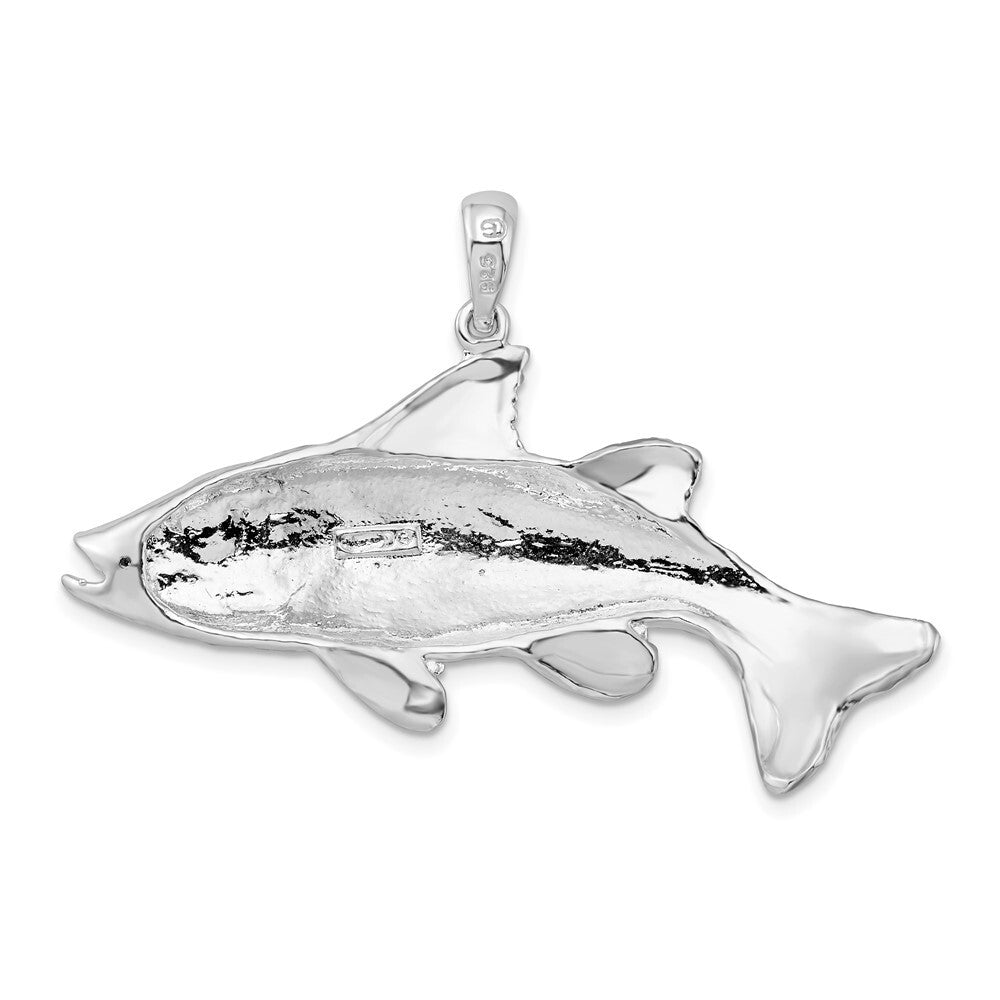 Sterling Silver Rhodium-Plated Polished Red Fish Pendant