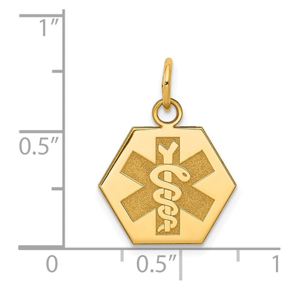 14k Yellow Gold Non-enameled Medical Jewelry Pendant for Women