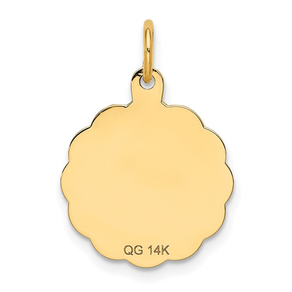 14k Yellow Gold Solid Star of David Disc Charm