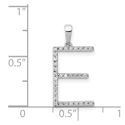 14k White Gold Diamond Letter E Initial Pendant for Women