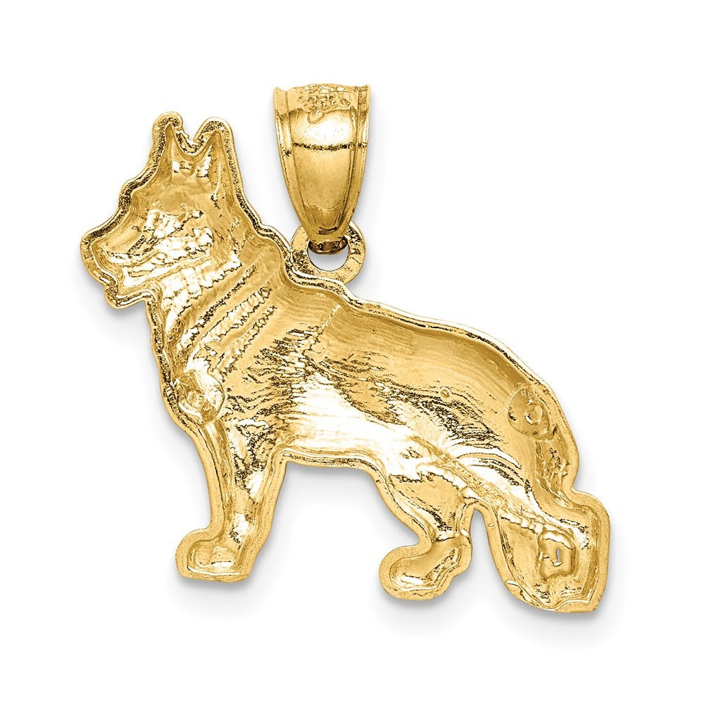 14k Yellow Gold Diamond-cut German Shepherd Pendant