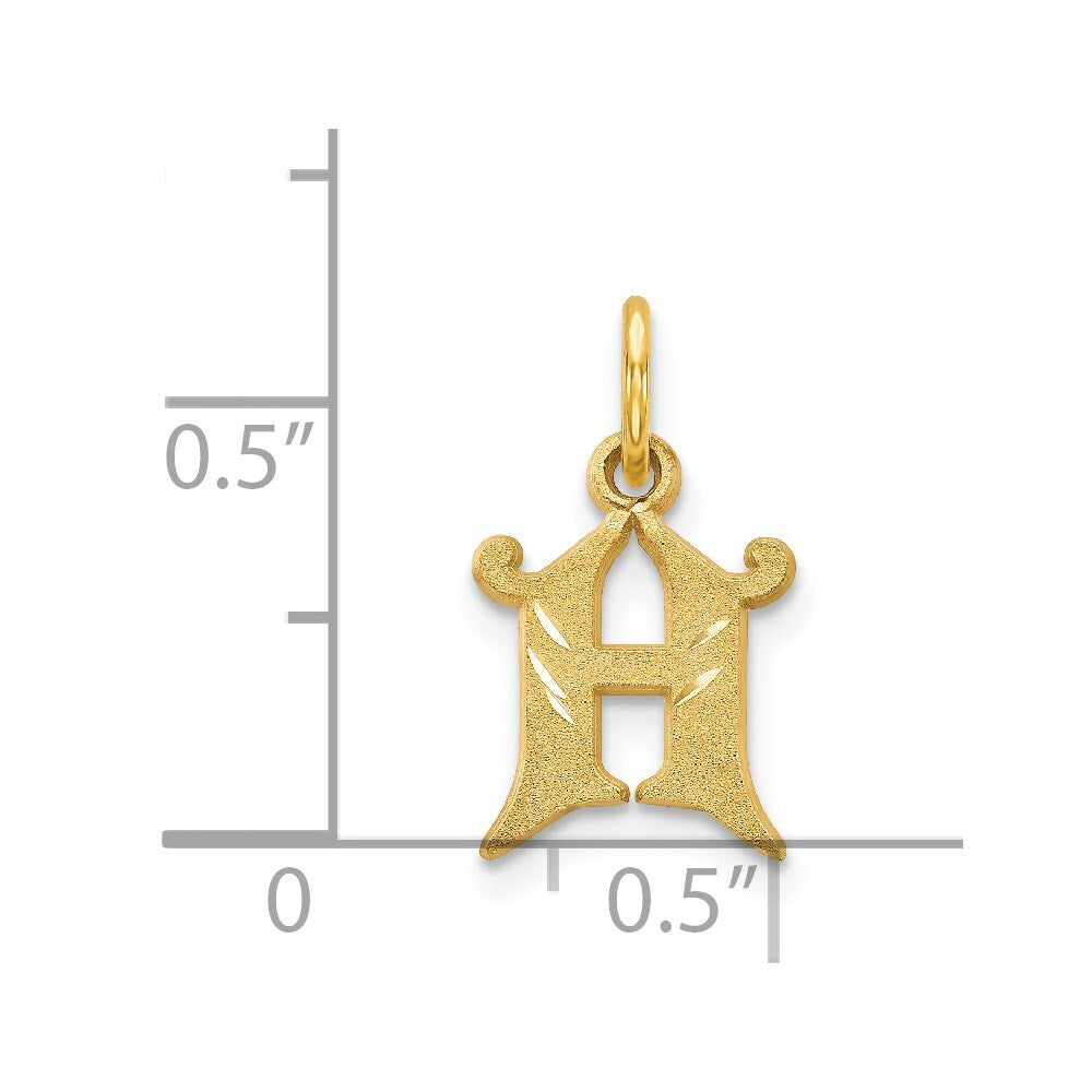 14k Yellow Gold Letter H Initial Charm Pendant for Women