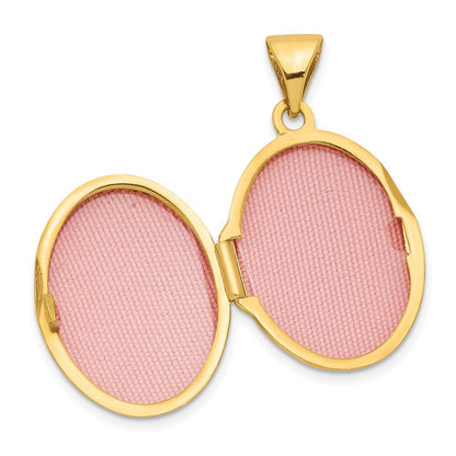 14k Yellow Gold Floral Oval Locket Pendant for Women