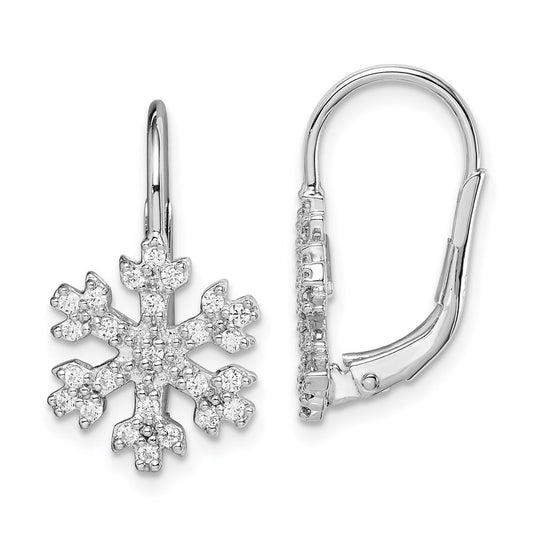 Sterling Silver Rhodium-plated CZ Snowflake Drop Dangle Earrings