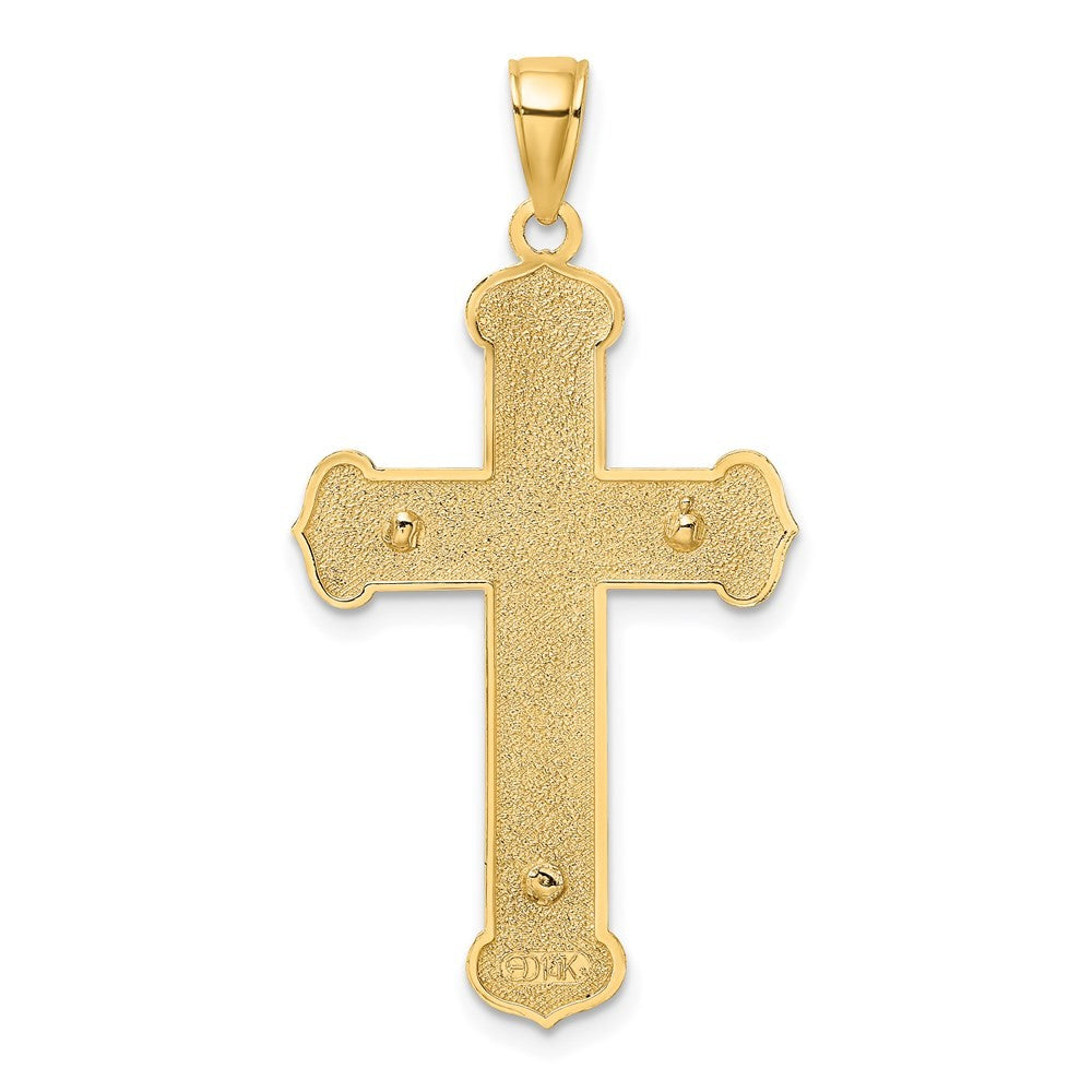 14K Two-tone Engraved Crucifix Charm