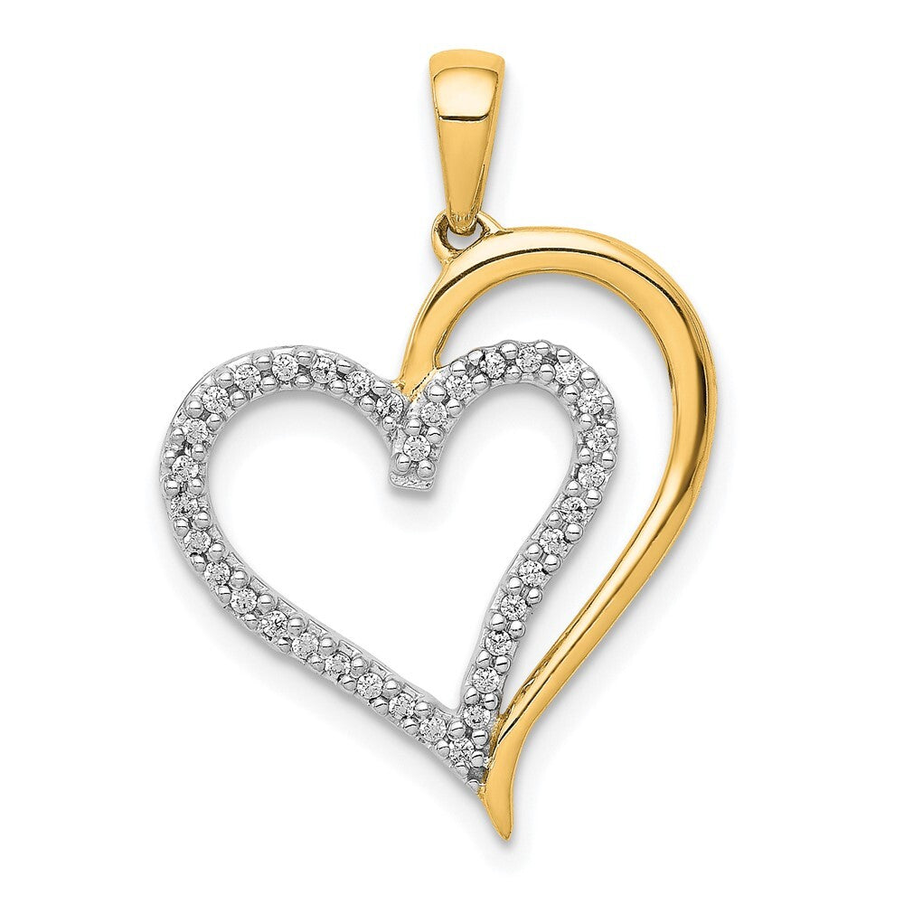 14k Yellow Gold 1/10ct. Diamond Heart Pendant for Women