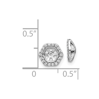 14k White Gold Hexagon Diamond Earring Jackets Gift for Women