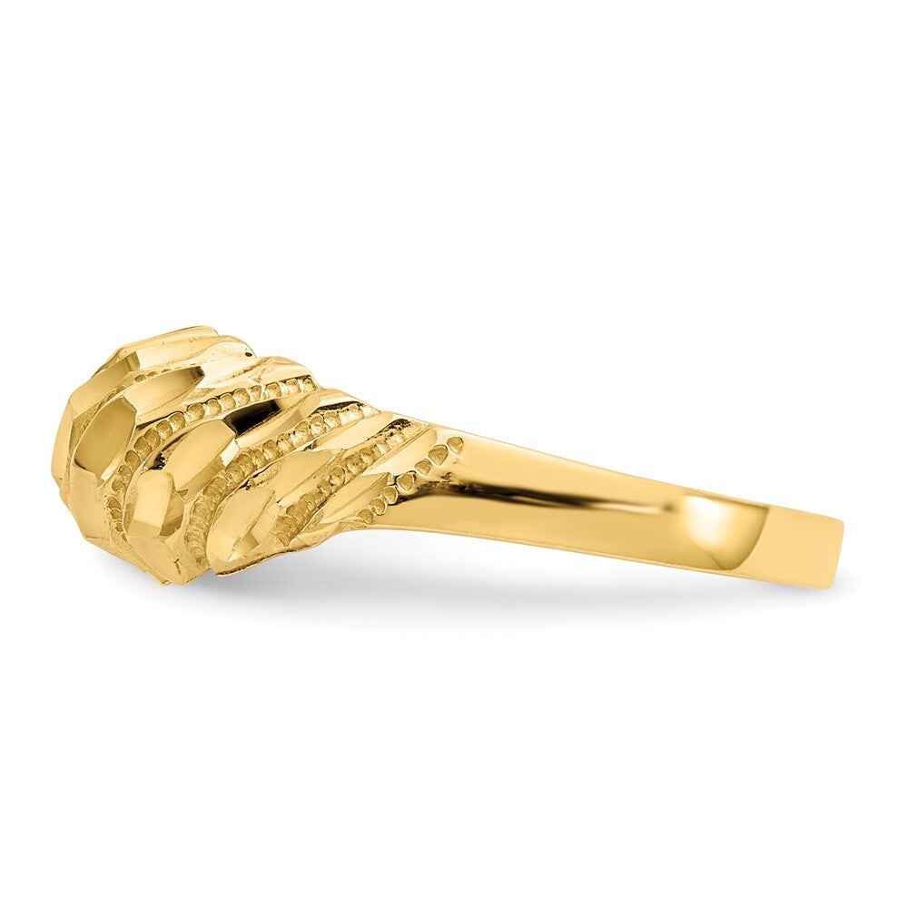 14K Yellow Gold Diamond-Cut Dome Ring