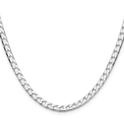Sterling Silver 4mm Diamond-Cut Square Curb Chain Necklace