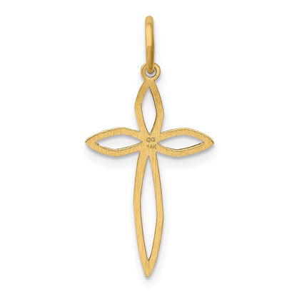 14k Yellow Gold Laser Designed Passion Cross Charm Pendant for Women