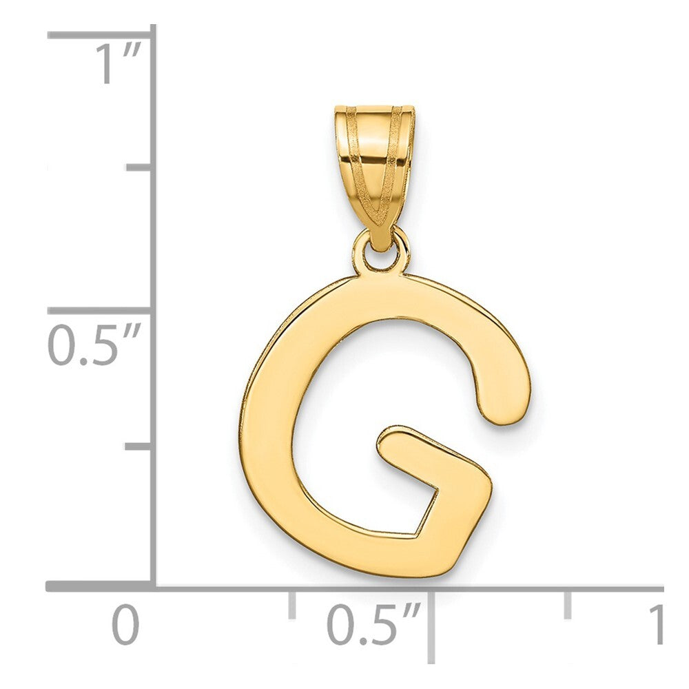 14k Yellow Gold Polished Bubble Letter G Initial Pendant for Women