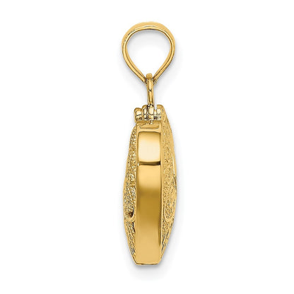14k Yellow Gold Red Enameled 3-D Reversible Filigree Heart That Opens Charm