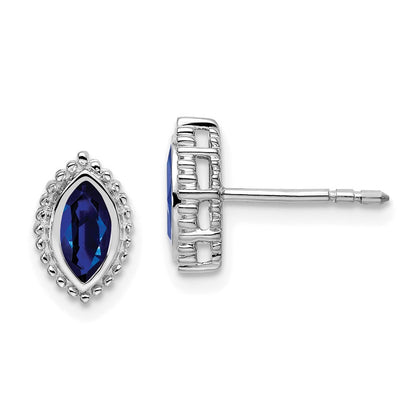 14k White Gold Marquise Sapphire Earrings