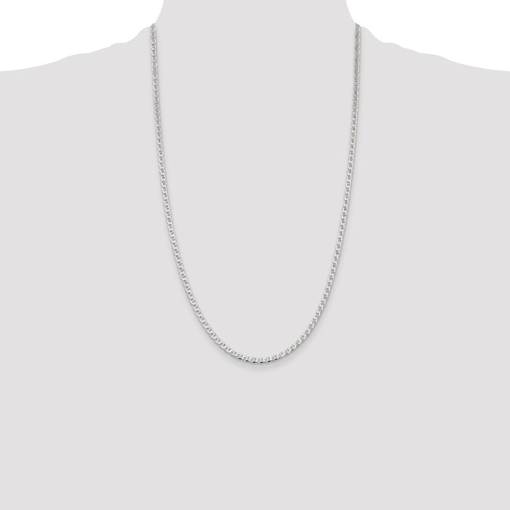 Sterling Silver 3.15mm Diamond-cut Flat Anchor Curb Chain
