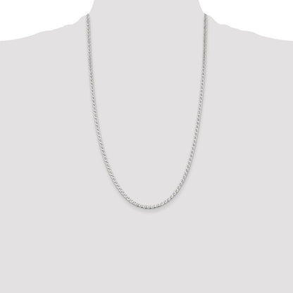 Sterling Silver 3.15mm Diamond-cut Flat Anchor Curb Chain