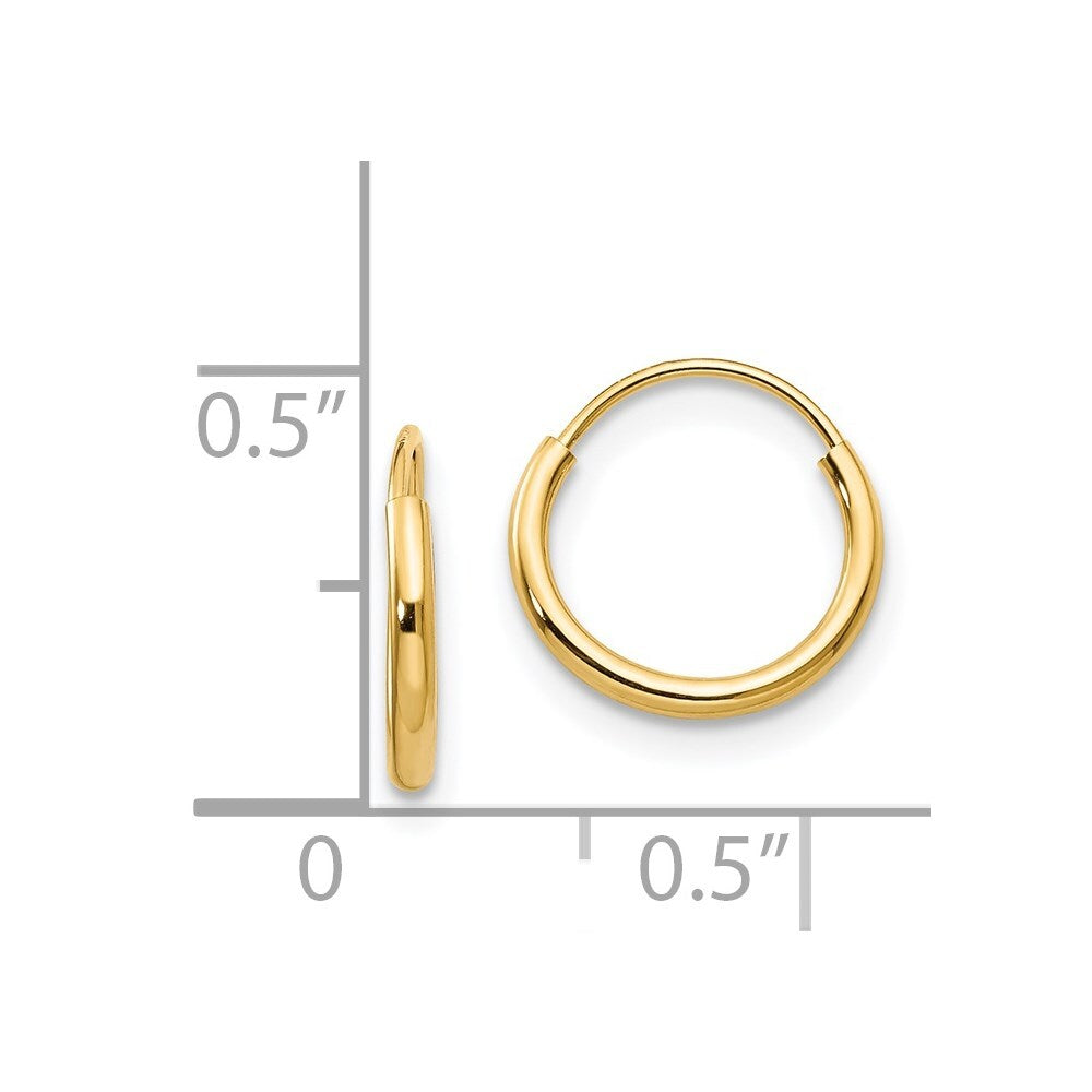 14k Yellow Gold Endless Hoop Earrings Gift for Women