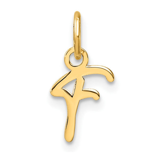 14k Yellow Gold Uppercase Letter F Initial Charm Pendant