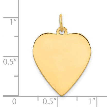 14k Yellow Gold Plain .027 Gauge Engravable Heart Disc Charm Pendant for Women