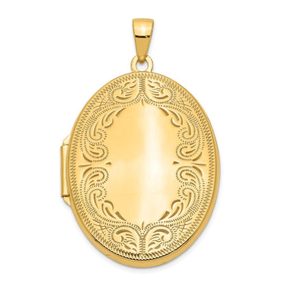 14k Yellow Gold Polished Scroll Border 31mm Oval Locket
