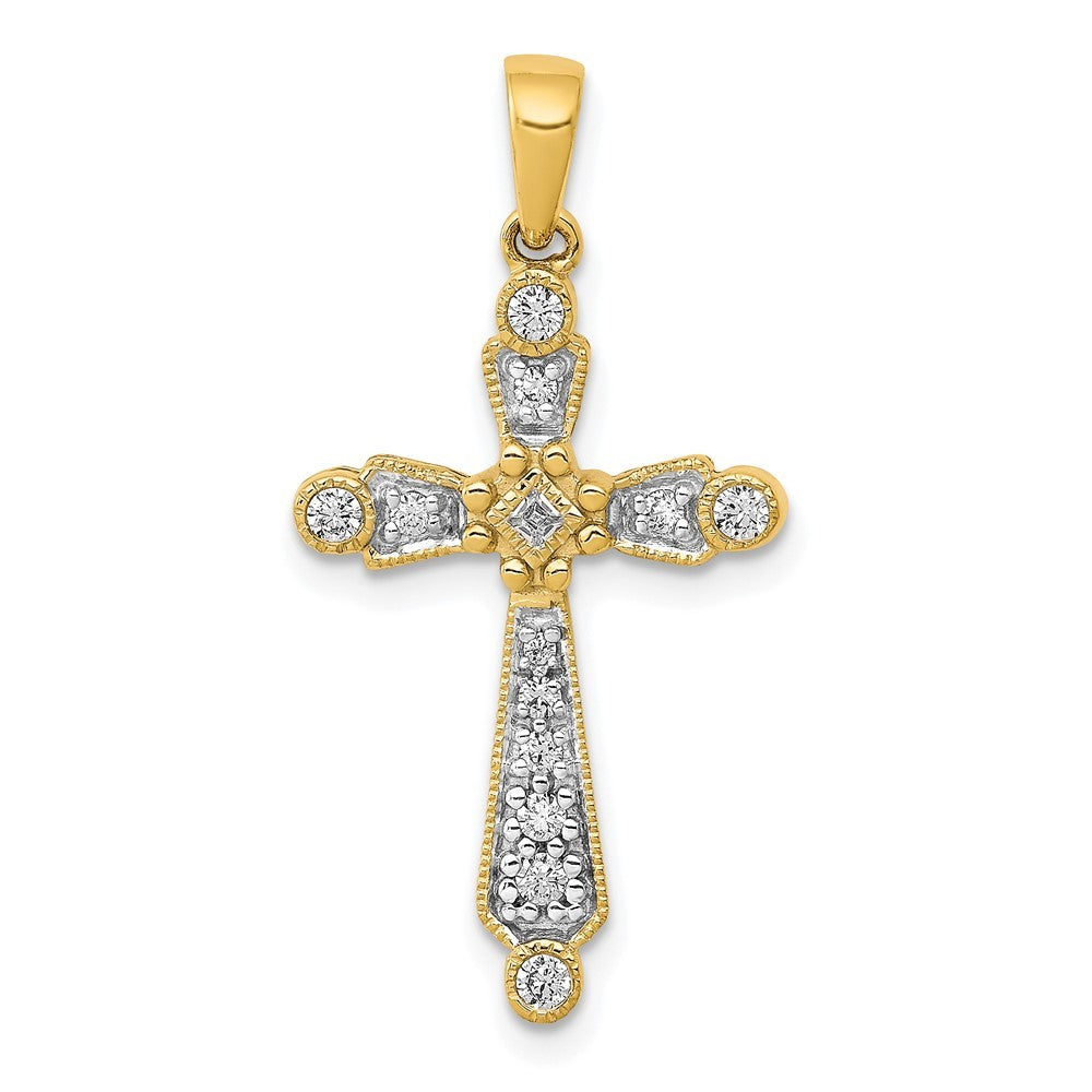 14k Yellow Gold 1/5ct. Diamond Cross Pendant