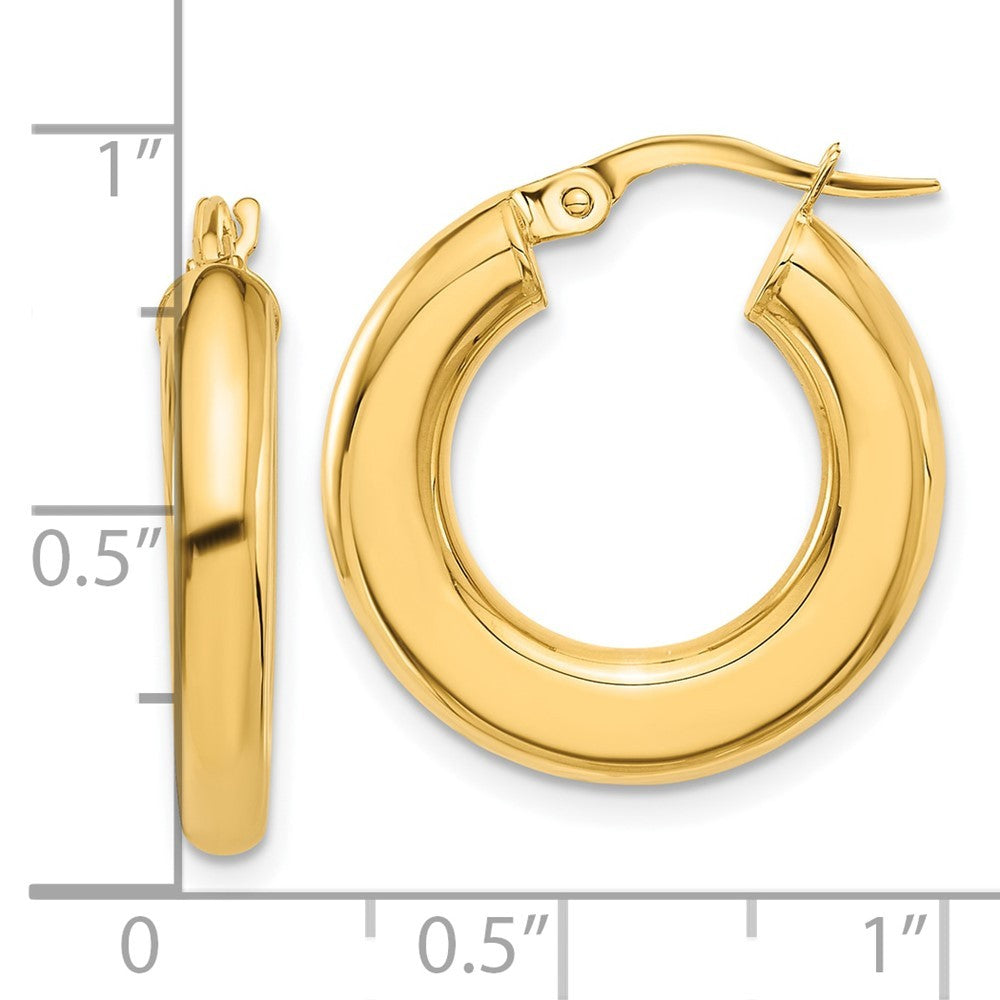 14k Yellow Gold Polished Tube Hoop Earrings