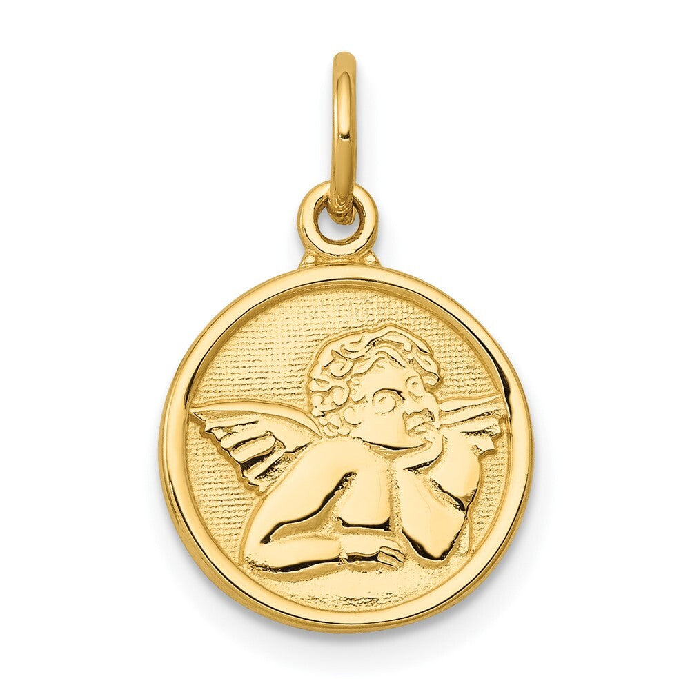 14k Yellow Gold Polished Angel Charm Pendant for Women