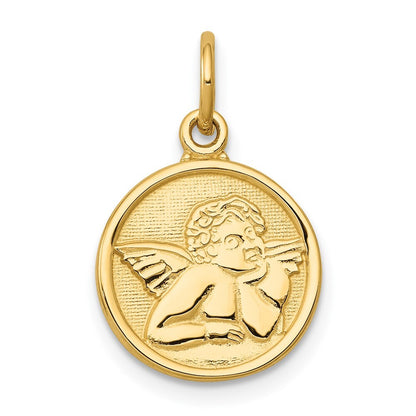 14k Yellow Gold Polished Angel Charm Pendant for Women