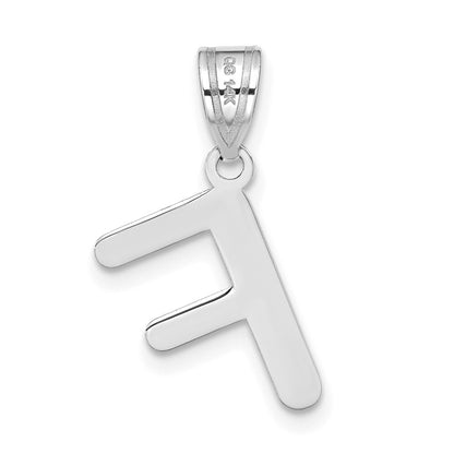 14k White Gold Polished Bubble Letter F Initial Pendant for Women
