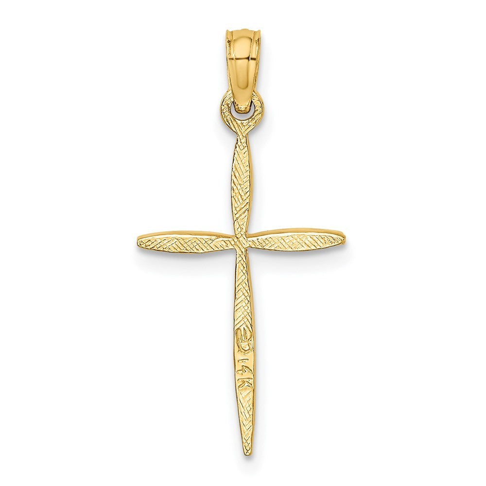 14k Yellow Gold Diamond-Cut with Tapered Ends Cross Charm Pendant