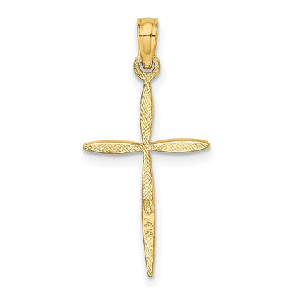 14k Yellow Gold Diamond-Cut with Tapered Ends Cross Charm Pendant