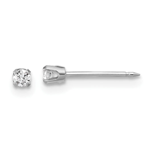 14k White Gold 2.4mm .10ct Lab Grown Diamond Stud Piercing Earrings