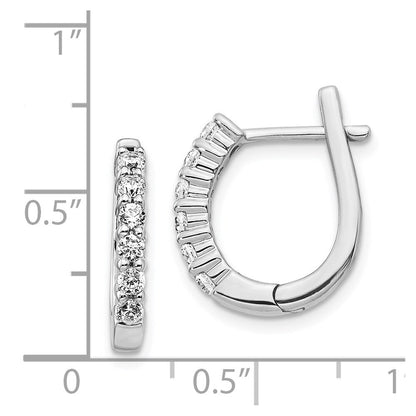14k White Gold Diamond Hinged Hoop Earrings
